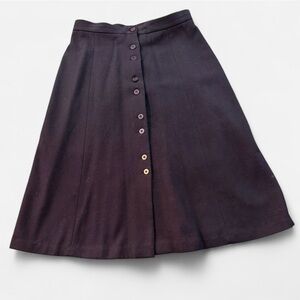 Garland Vintage Women’s Wool Skirt, Black Button Front, Mod Size Medium (6-8)